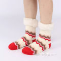 Kış kabarık bulanık polar kaplı kaymaz peluş çoraplar